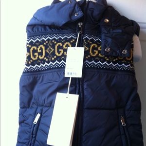 Kids Gucci Vest Navy/Yellow/white size 6